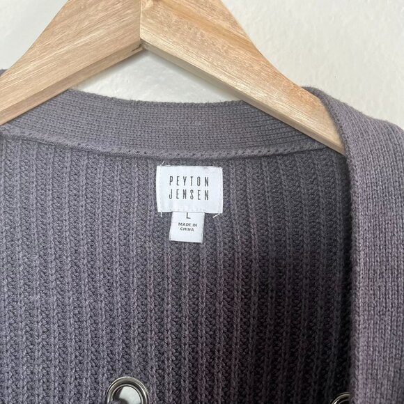 Peyton Jensen Evereve Gray chunky Knit Cardigan Sweater size Large - Picture 5 of 10